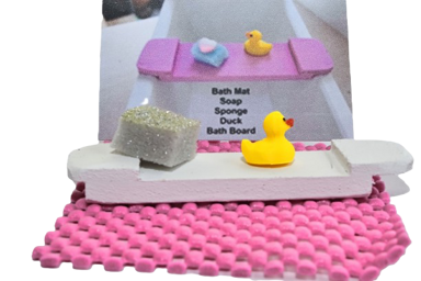 Handcrafted wooden bath accessories for dollhouse bathroom